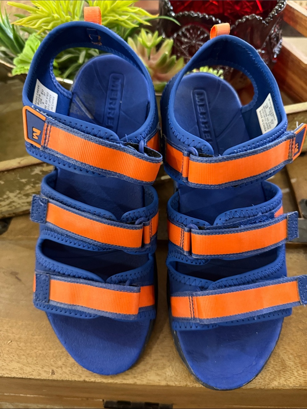 Merrell Blue and Orange Kids Multi-Strap Sport Sandals